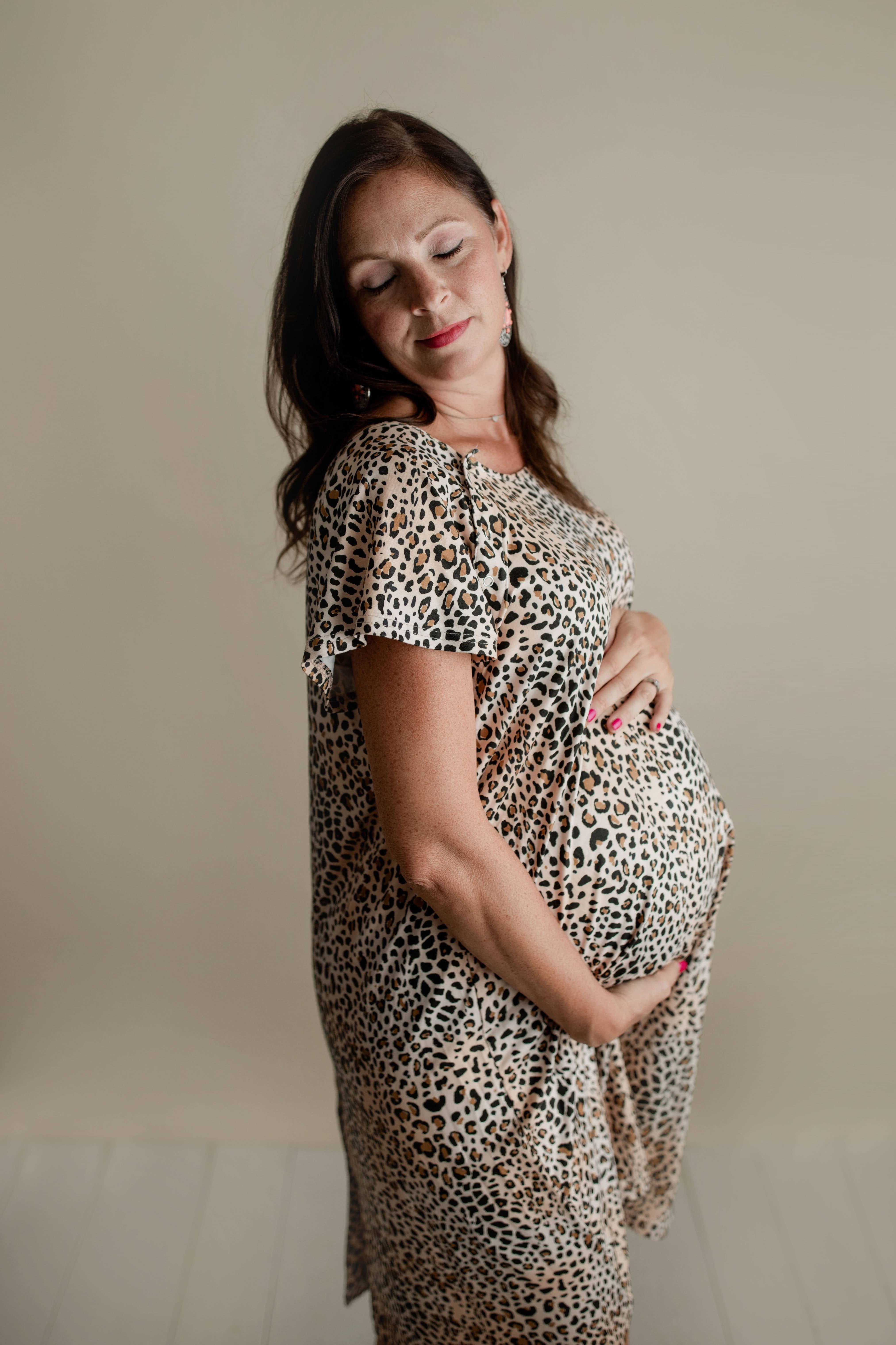 Three Little Tots - Wholesale Dress - Maternity - Leopard Maternity Mommy Labor and Delivery/ Nursing Gown6