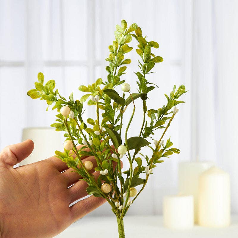 Factory Direct Craft - Venta al por mayor Plantas artificiales - Rama de Hojas y Bayas de Plástico Realista de 12"2