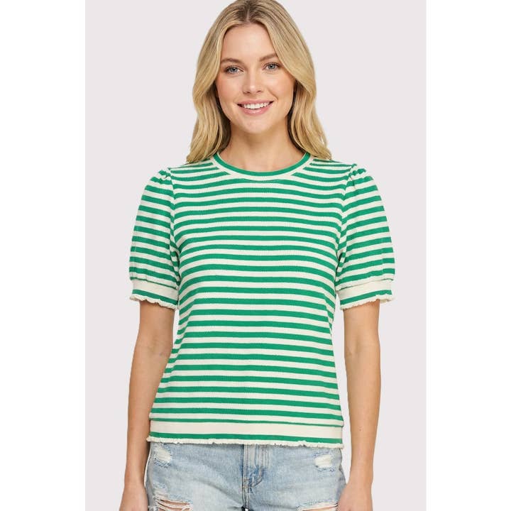 PUFF SLEEVE STRIPED TOP for wholesale by STACCATO