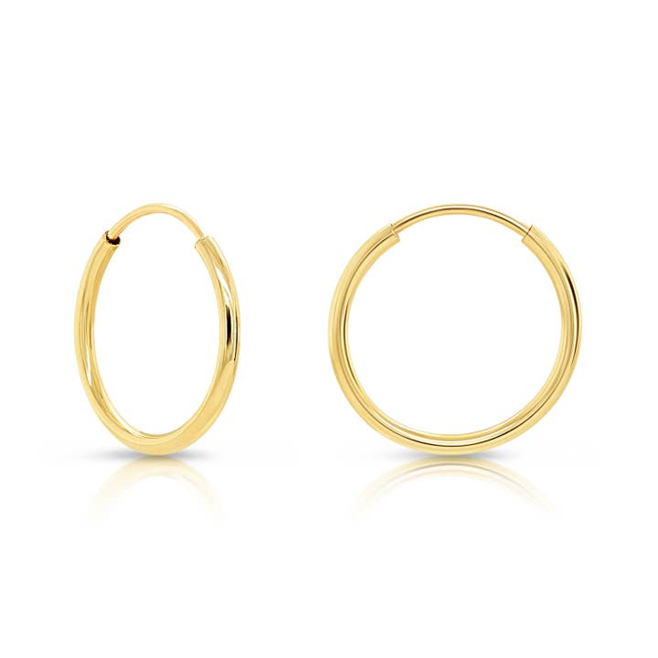NY Gold & Silver Trading Inc. - Wholesale Hoop Earrings - 14K Yellow Gold Endless Hoops (10mm to 20mm available)