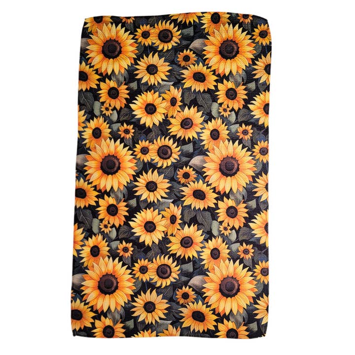 Fall Sunflower Tea Towel With Hanging Loop - Fall Decor for wholesale by Driftless Studios