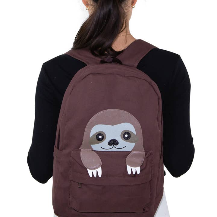 COMECO INC - Wholesale Backpack - Women's - Peeking Baby Sloth Canvas Backpack7