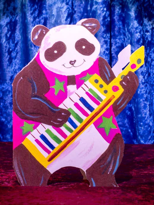Rocking Panda Die-Cut' Greetings Card for wholesale by Hutch Cassidy (Greetings Cards and Paper Goods)
