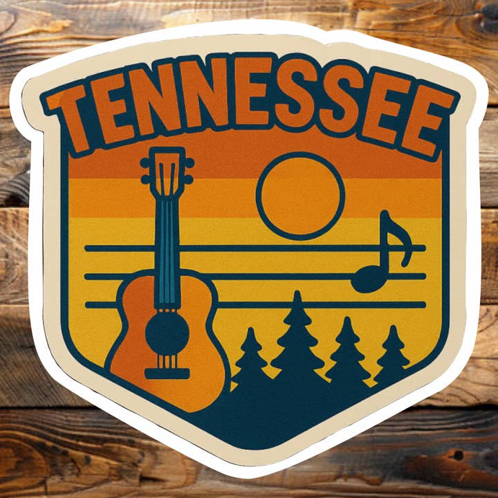 Tennessee Music Sunset Vinyl Sticker - State Sticker for wholesale by Sticky Sticker Guy