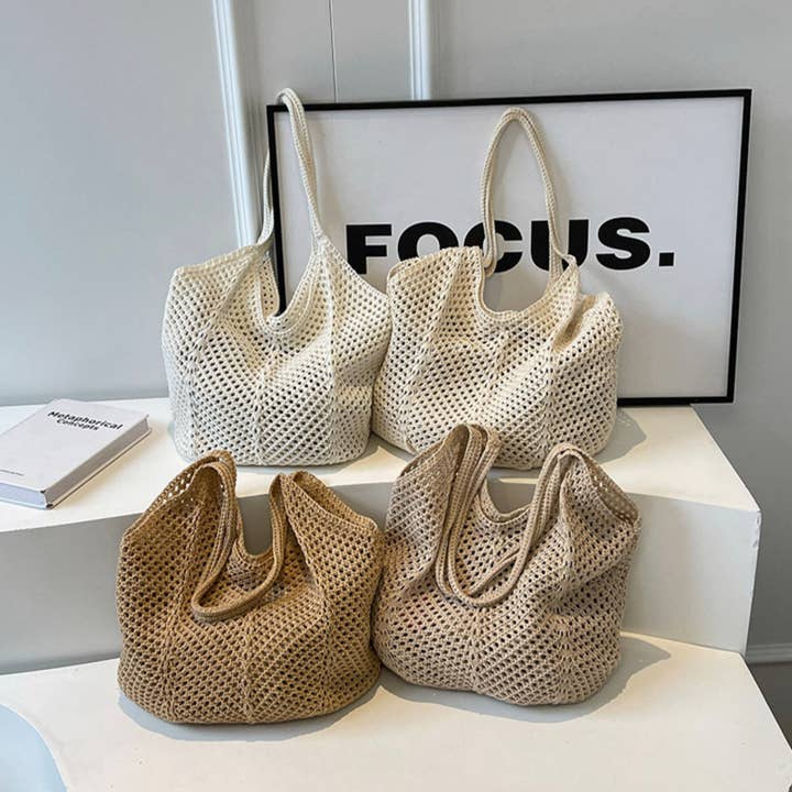 Assorted Hand Knit Neutral Colored Shoulder Bags - TIYA for wholesale on Faire