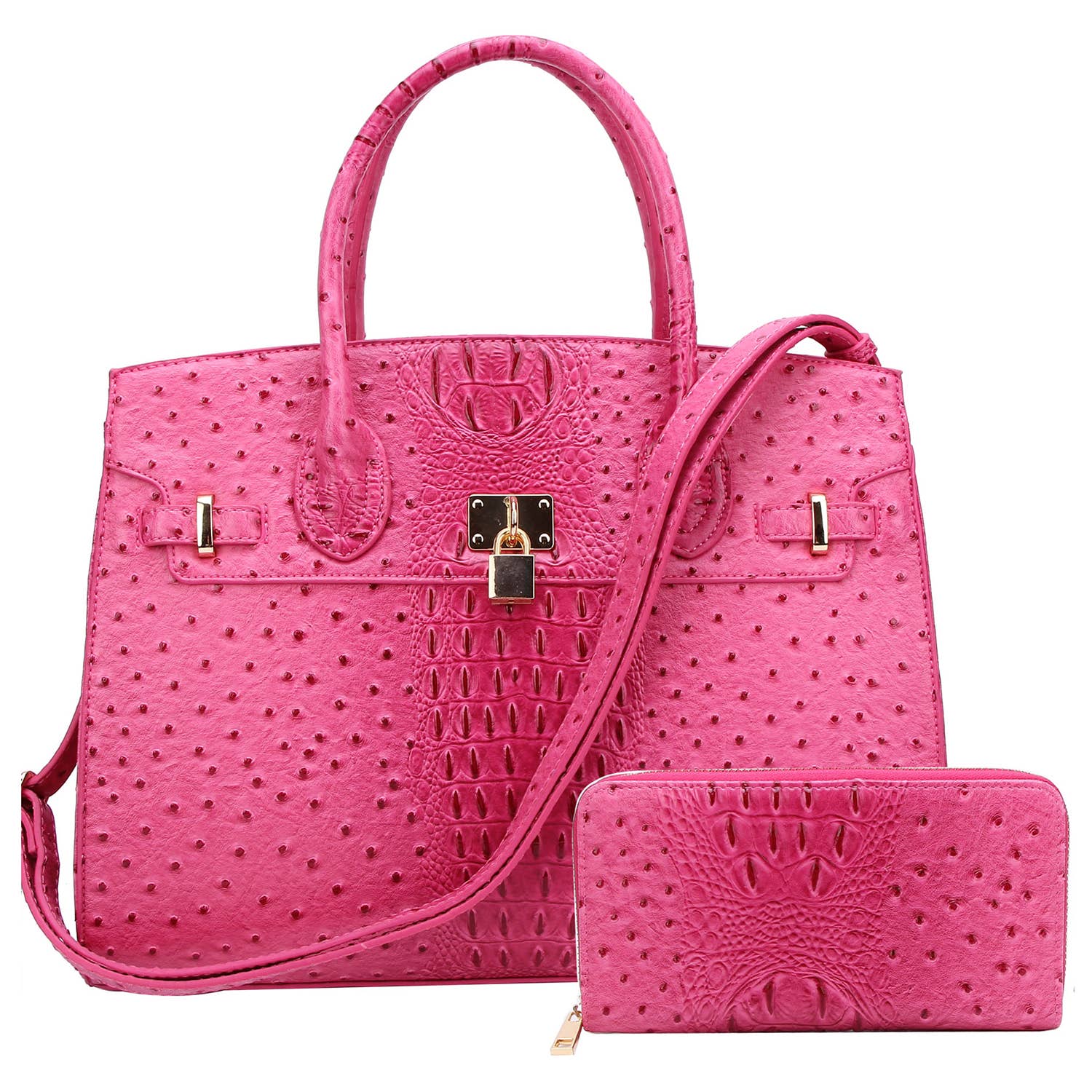 M&M HANDBAGS, LLC. - Wholesale Laptop Bag - Unisex - OS1096 Ostrich Croc Padlock 2-in-1 Satchel2