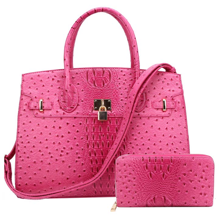 M&M HANDBAGS, LLC. - Vendita all'ingrosso Borsa per laptop - Unisex - OS1096 Borsa a tracolla 2 in 1 con lucchetto Ostrich Croc2