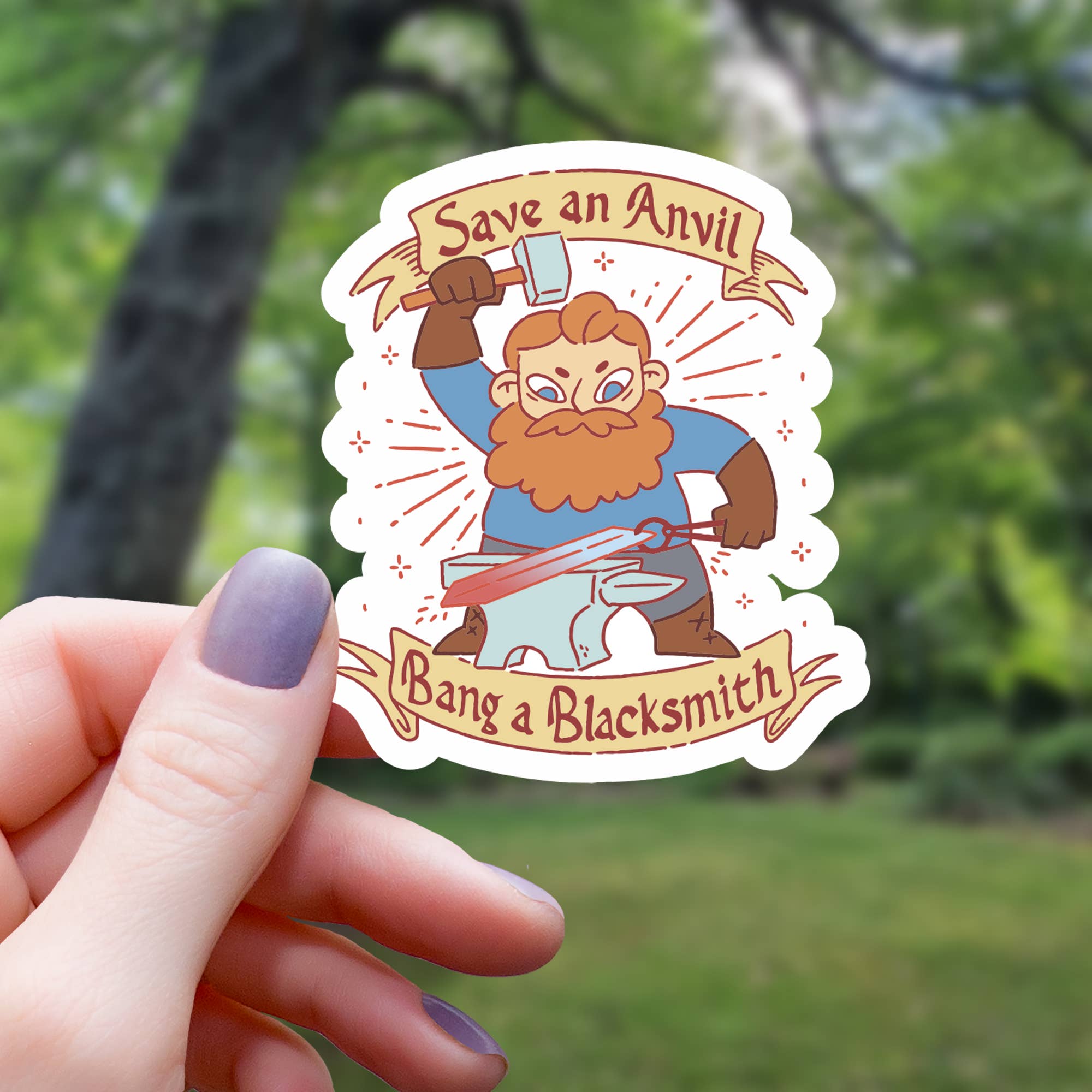 Mimic Gaming Co - Wholesale Sticker - Save An Anvil Bang A Blacksmith Funny Sticker - 3"