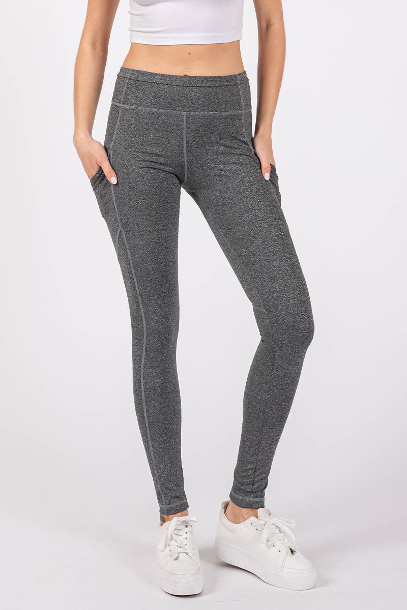 Heather Grey Actieve legging over de volledige lengte en zijzak voor groothandel op Faire