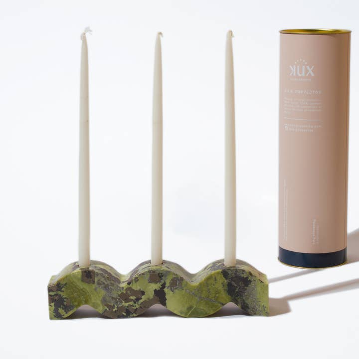 DAR Proyectos – wholesale Ljushållare – Vågig ädelstensljusstake - Serpentin grön
