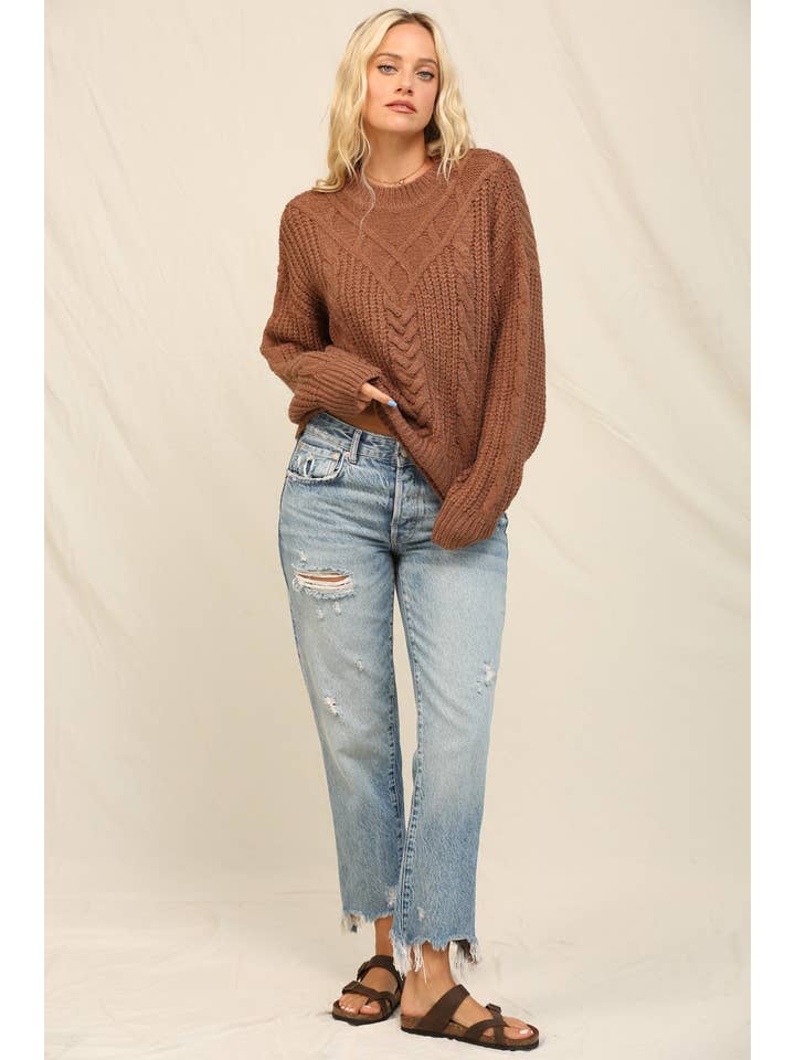 KyeMi - Wholesale Knit Sweater - Women's - Chunky Cable Knit Texture Sweater11