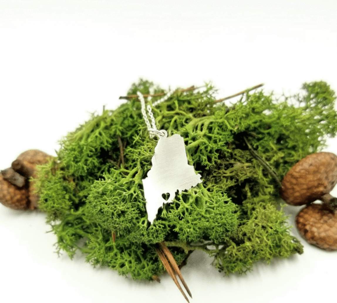 Gem Lounge Jewelry - Wholesale Pendant/Charm Necklace - Maine State Sterling Silver Necklace0