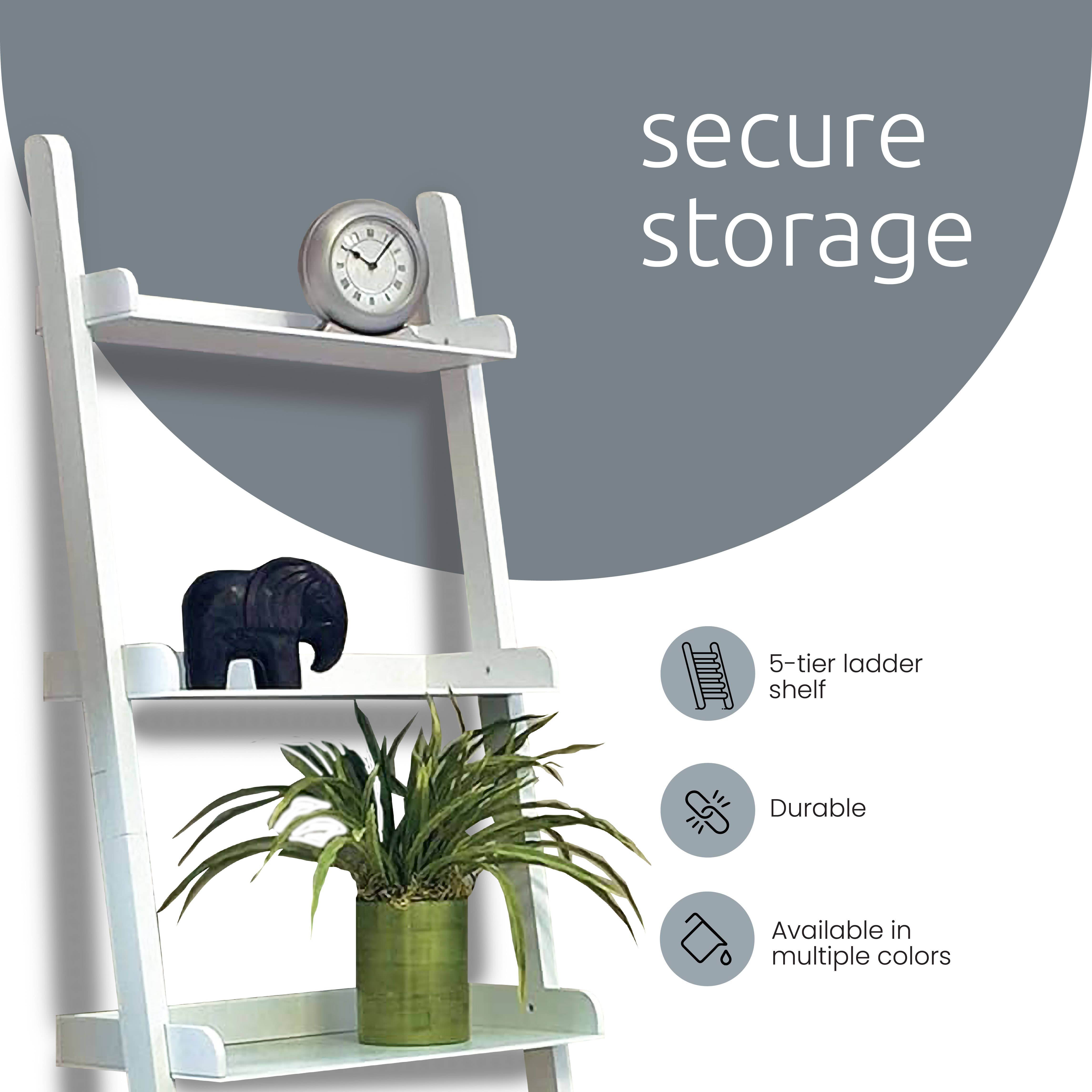 Kiera Grace - Wholesale Free Standing Shelf - Kiera Grace Providence Hadfield 5 Tier Ladder Leaning Shelf14