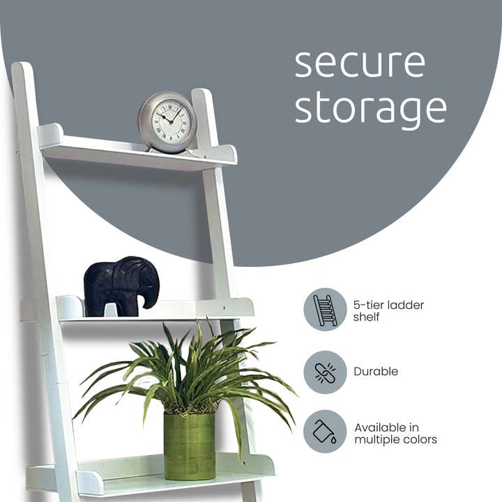 Kiera Grace - Wholesale Free Standing Shelf - Kiera Grace Providence Hadfield 5 Tier Ladder Leaning Shelf14