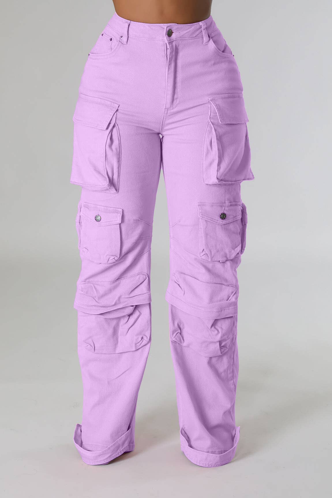 5besties inc - Wholesale Broek - Dames - DENIM CARGOBROEK MET MEERDERE ZAKKEN VOOR.1