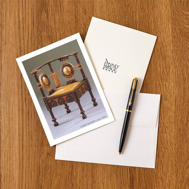 Found Image Press - Vente Assortiments de papeterie/cartes - Carte de vœux AD-144 Chaise de camp romaine Carlo Bugatti1