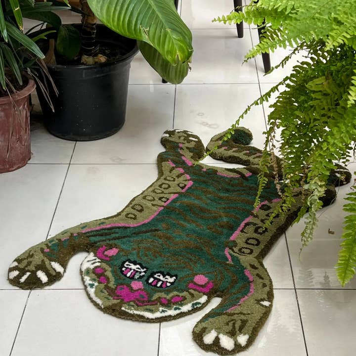 Green Asian Tiger Wool Rug for wholesale by Maia Homes