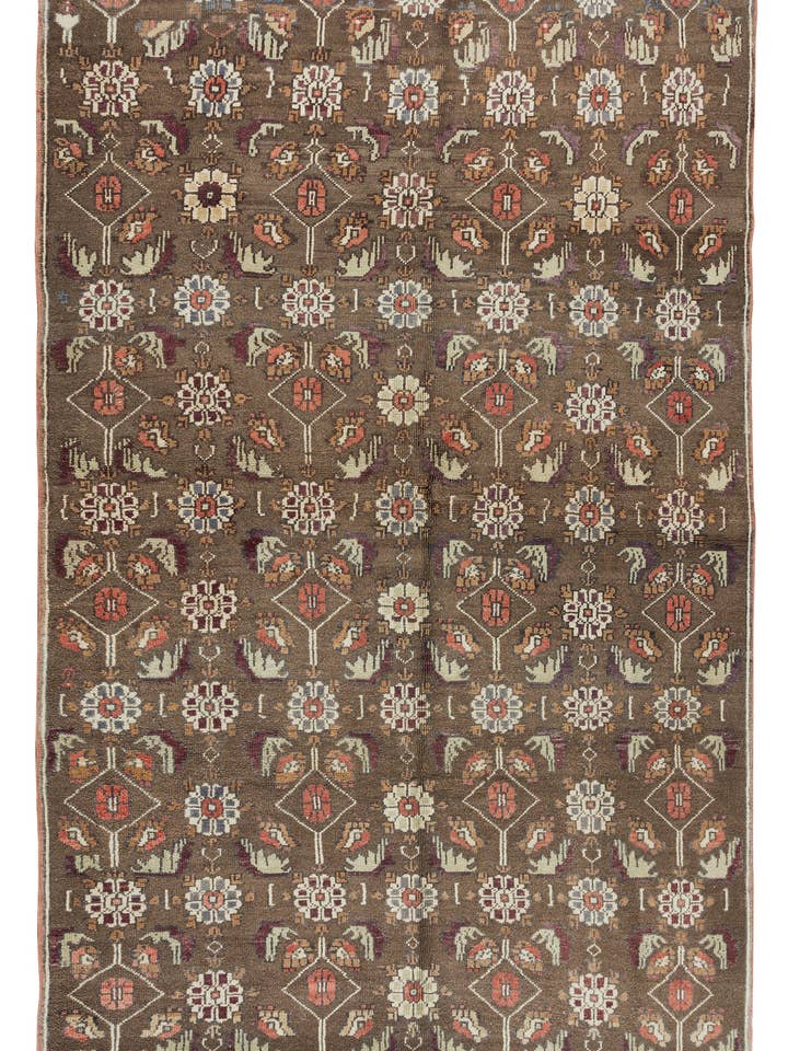 Alfombra turca vintage anudada a mano con estampado floral de 6 x 9 pies para venta al por mayor de Rug Specialist LLC.