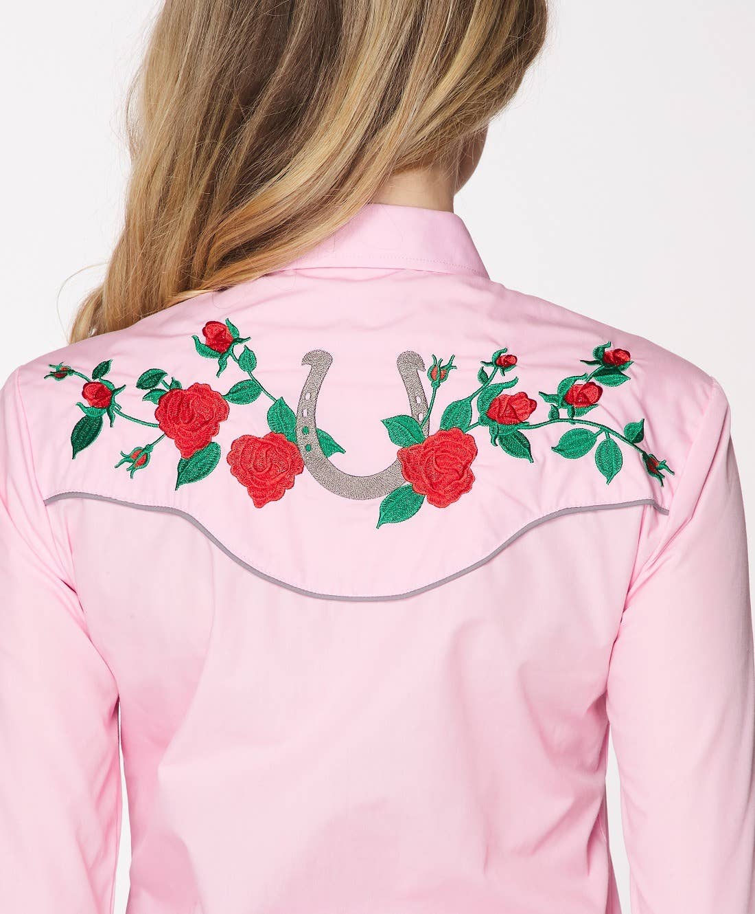 Rodeo Clothing - Vente Chemise à col boutonné – femme - Robe brodée à manches longues d'inspiration western pour femmes83