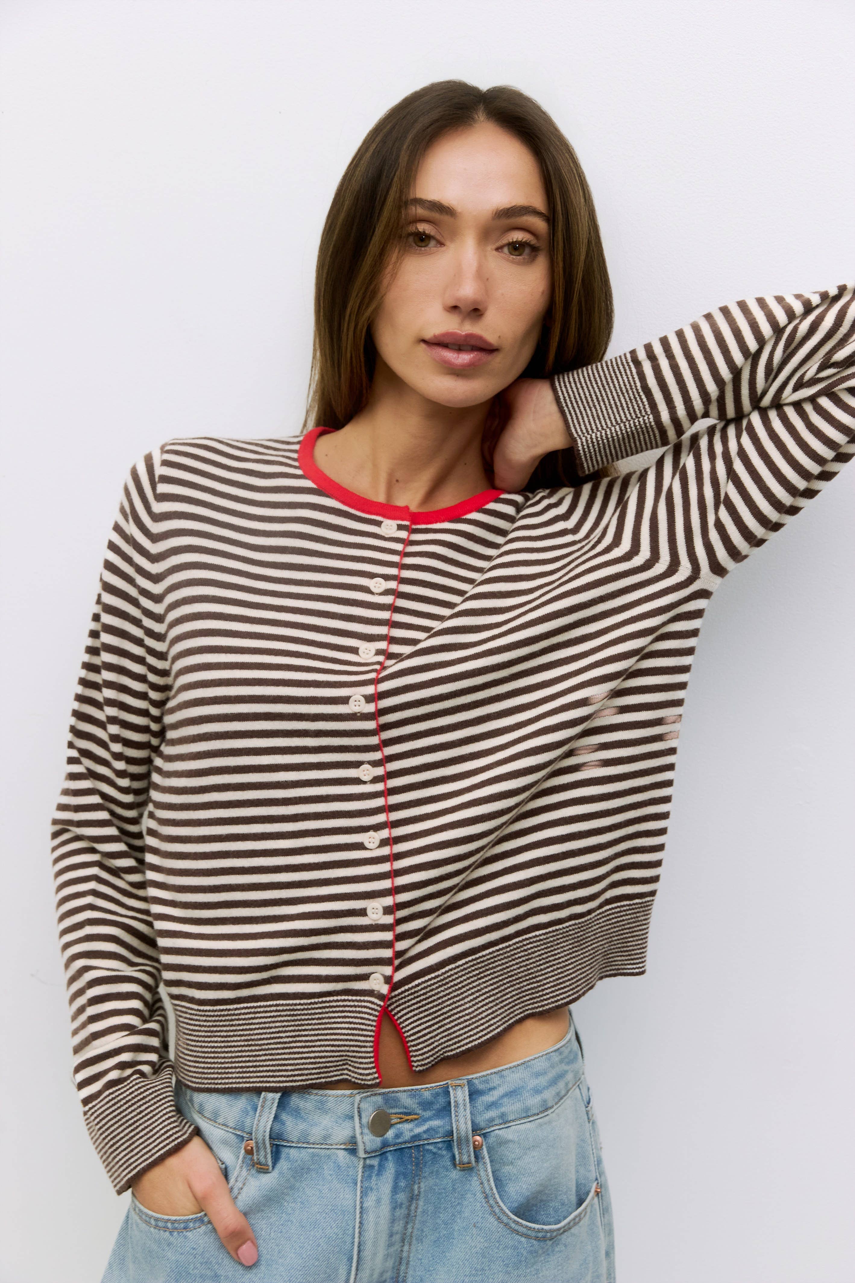 MOD REF - Wholesale Cardigan - Women's - The Montana Cardigan | Striped Button-Down Cardigan31