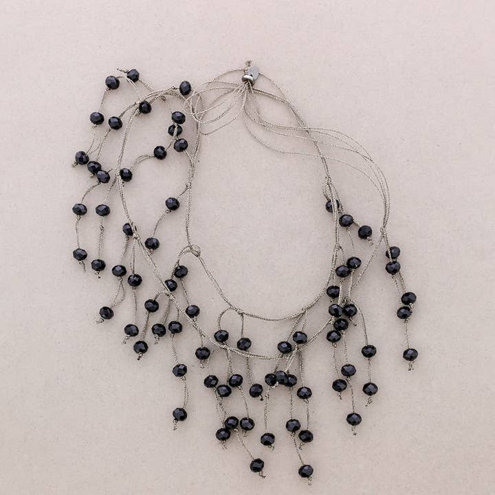 Long Cordon Necklace with Faceted Crystal Pendants for wholesale by Sonata