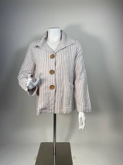 Blanc Veste jacquard en fil de coton teint - CD101 en vente sur Faire