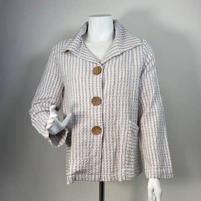 Blanc Veste jacquard en fil de coton teint - CD101 en vente sur Faire0