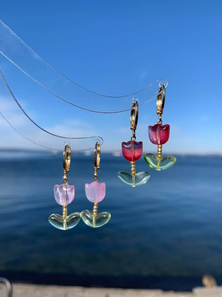 Dainty Blooming Tulips Earrings for wholesale by HolyGuacamolly