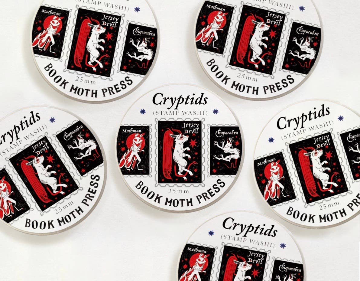 Shelley Couvillion - Wholesale Washi Tape - Cryptids Stamp Washi Tape / Dark Academia / bookish3