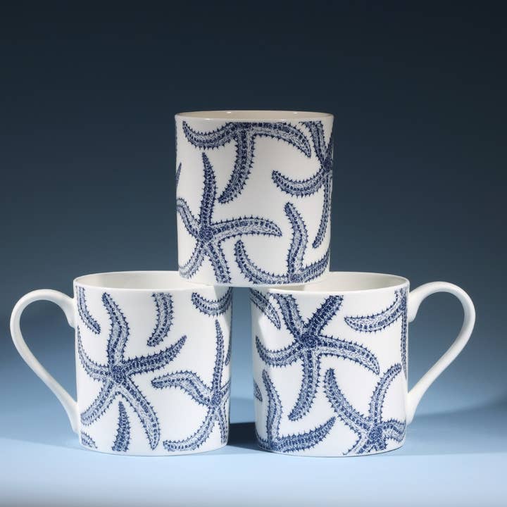 Bone China Starfish Mug for wholesale by Cream Cornwall