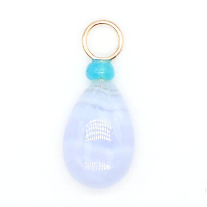 Blue Lace Agate and Opal Gemstone Charm for wholesale by The Necklace Studio