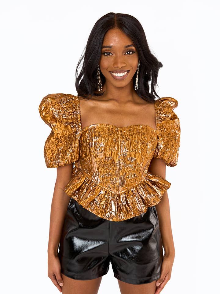 Chloe Bronze Tie Back Bustier Top for wholesale by BuddyLove