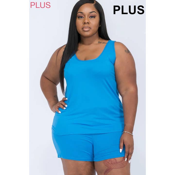 PLUS TANK TOP AND BIKER SHORTS SET for wholesale by Style Up