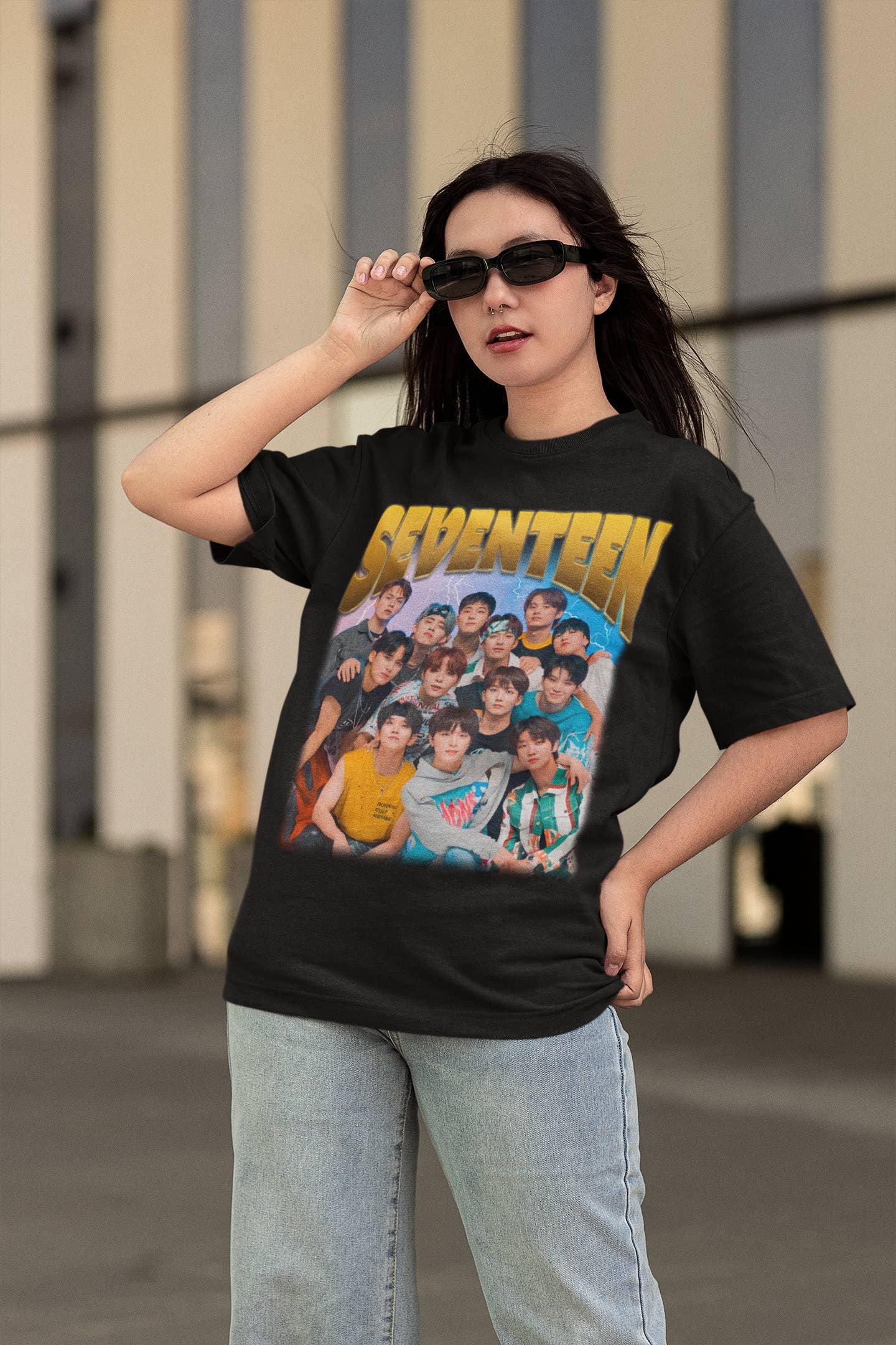 TheKingShirt - Wholesale T-Shirt (Graphic) - Women's - Seventeen Retro Bootleg Tee Kpop Retro Rap Gift for Carat