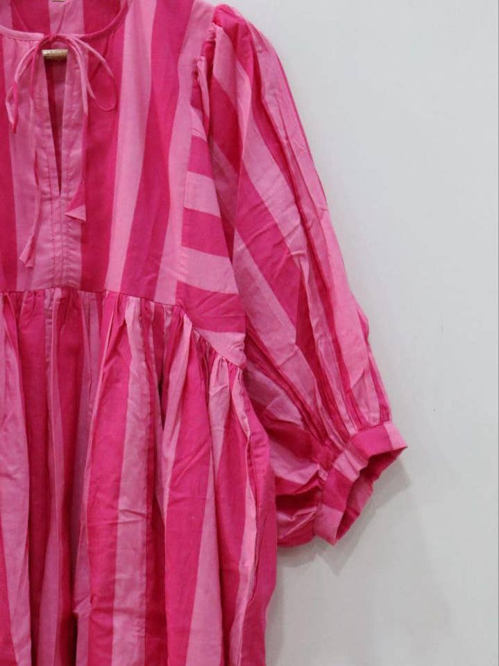 bhavnas boutique - Wholesale Dress - Women's - Midi Dress Mini Dress Striped Long Dress Deep Neck Cotton 2