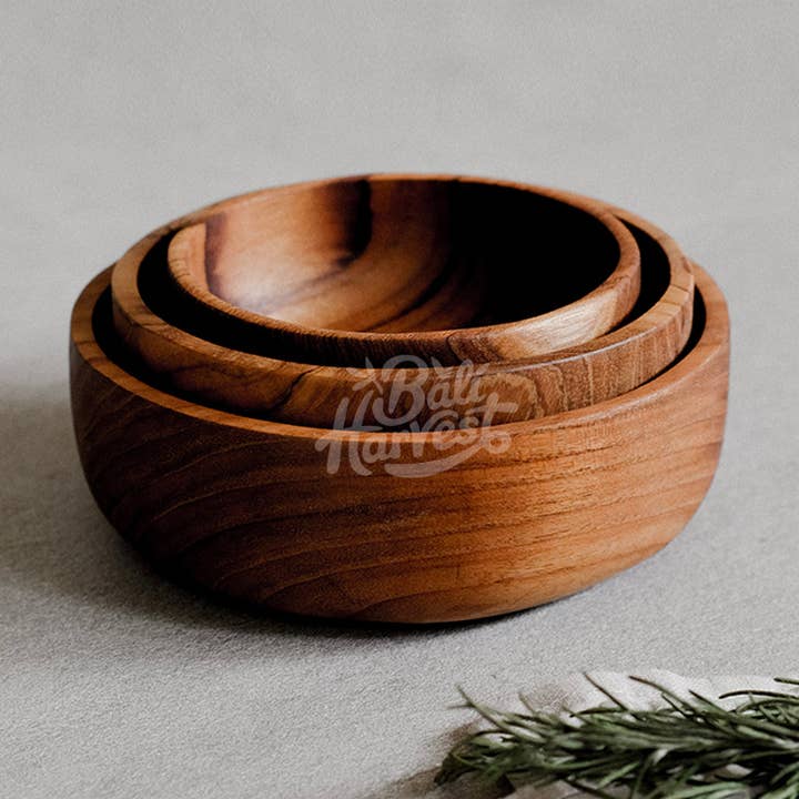Teak Root Wooded Bowl Set - Serving Dish Salad Dessert Cup for wholesale by Bali Harvest