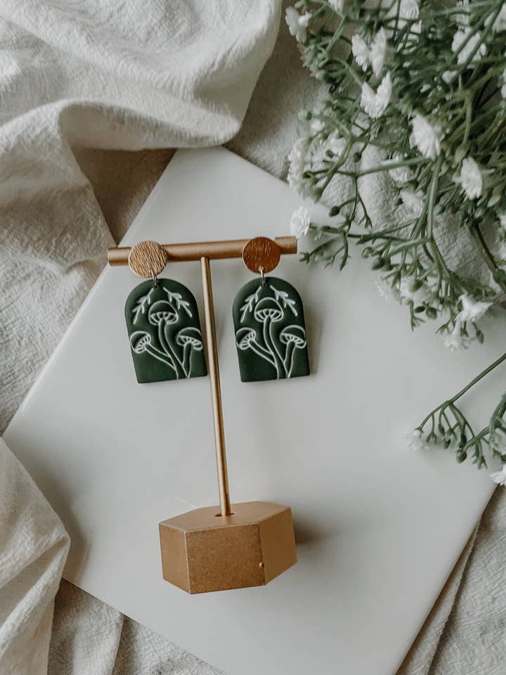 Mushroom Arch CLAY EARRINGS | Hypoallergenic | Durable for wholesale by River & Rose Co.