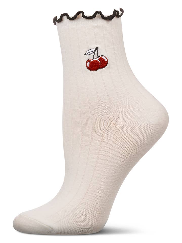 Calcetín redondo moda mezcla algodón apliques cereza para venta al por mayor de Infinity Classics International Inc.