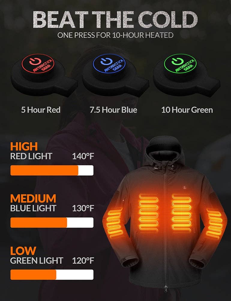 Antarctica Outdoors - Wholesale Jacket - Women's - ANTARCTICA GEAR Heated Jacket for Women, Winter Coat Soft Shell Heating Hood Jacket11