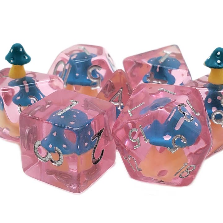 DnD RPG Dice Set: Infused - Mushroom - Teal for wholesale by Old School Dice