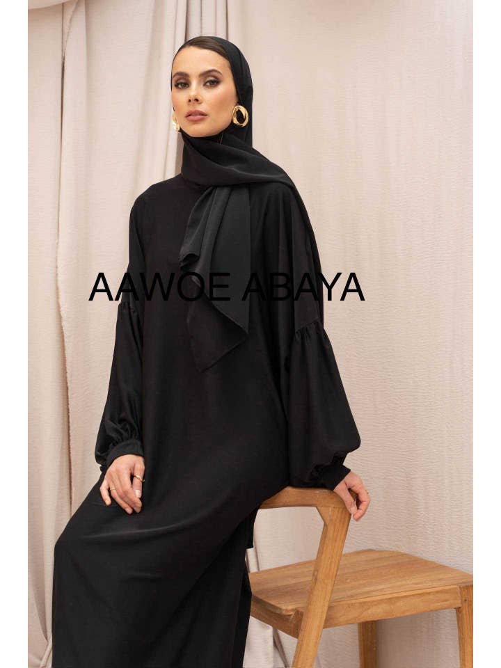 Aawoe Abaya - Wholesale Kaftan - Women's - Medina silk abaya with integrated veil -23338