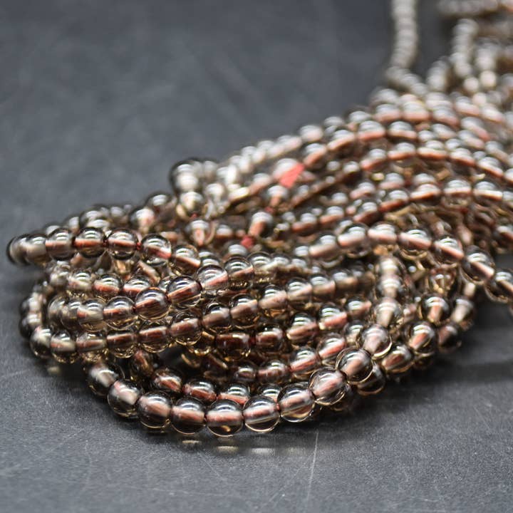 Oriental Direct Craft Supplies - Wholesale Beads - Grade A Natural Smoky Quartz Round Beads - 14" Long