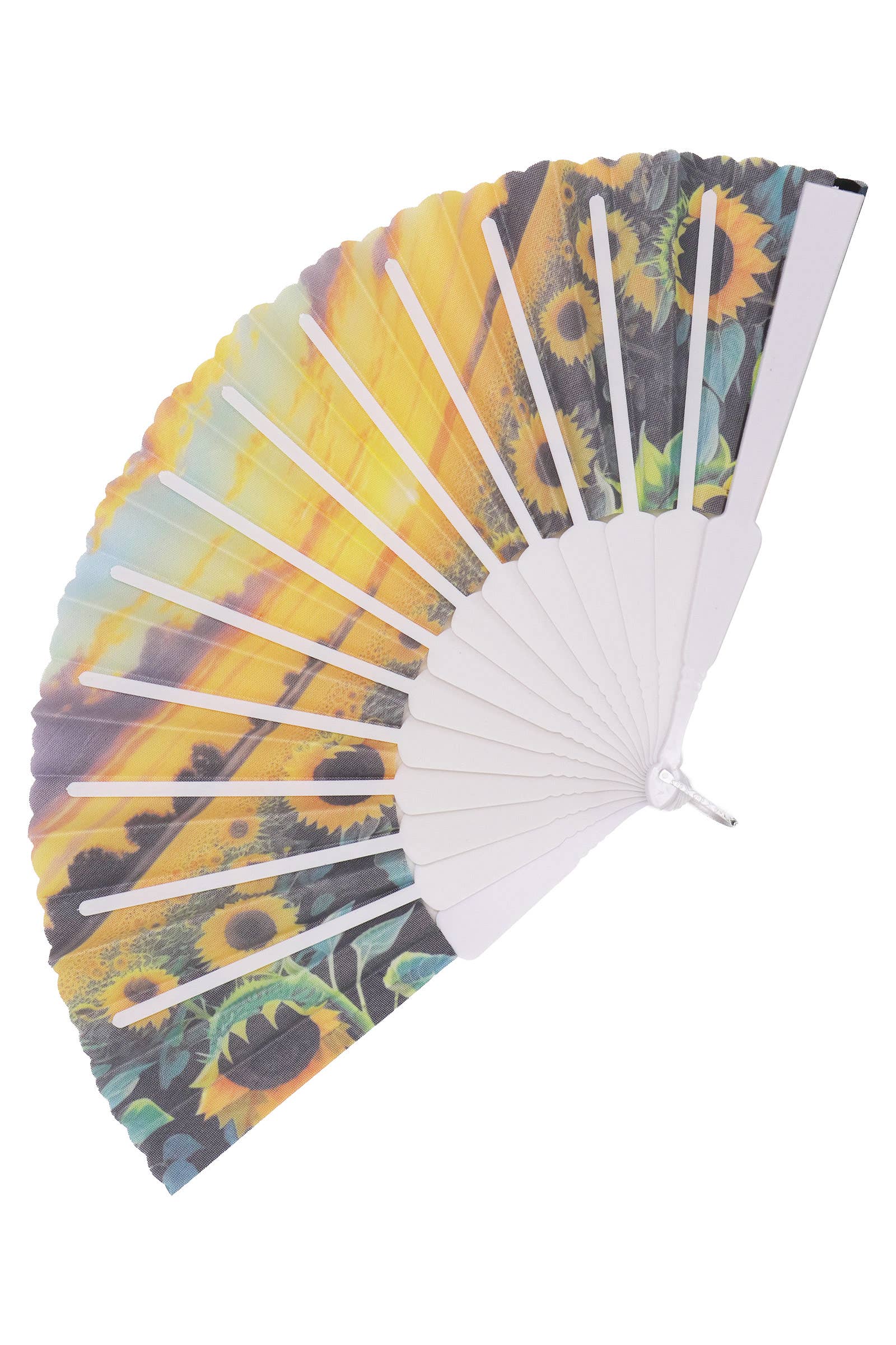 ASSORTED Sunflower Farm Fields White Handheld Folding Fan for wholesale on Faire4