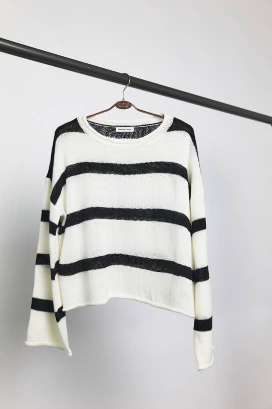 Newbury Kustom - Wholesale Knit Sweater - Women's - 11285-	Classic Striped Knit Sweater
7