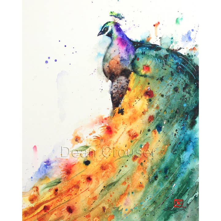 5 x 7" Greeting Card 'SUNFLOWER PEACOCK' for wholesale by The Art of Dean Crouser Greeting Cards & Stickers