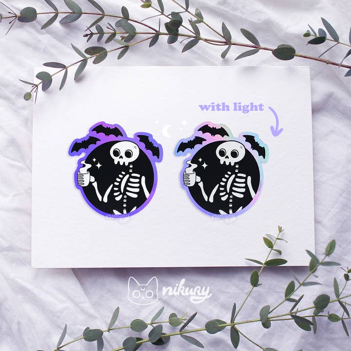 Holografische vinylsticker voor koffie/thee van het skelet voor wholesale door Nikury