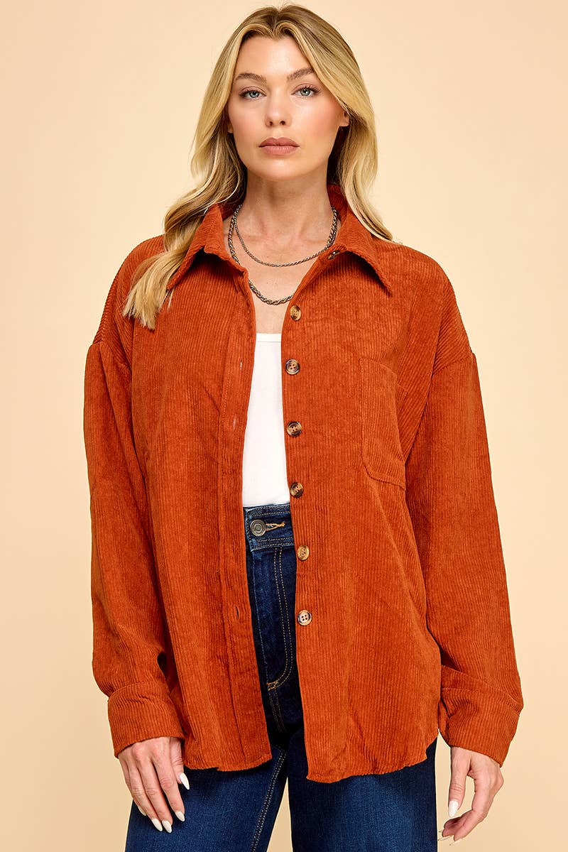 Cezele - Venta al por mayor Camisa con botones - Mujer - Camisa de pana abotonada de gran tamaño20