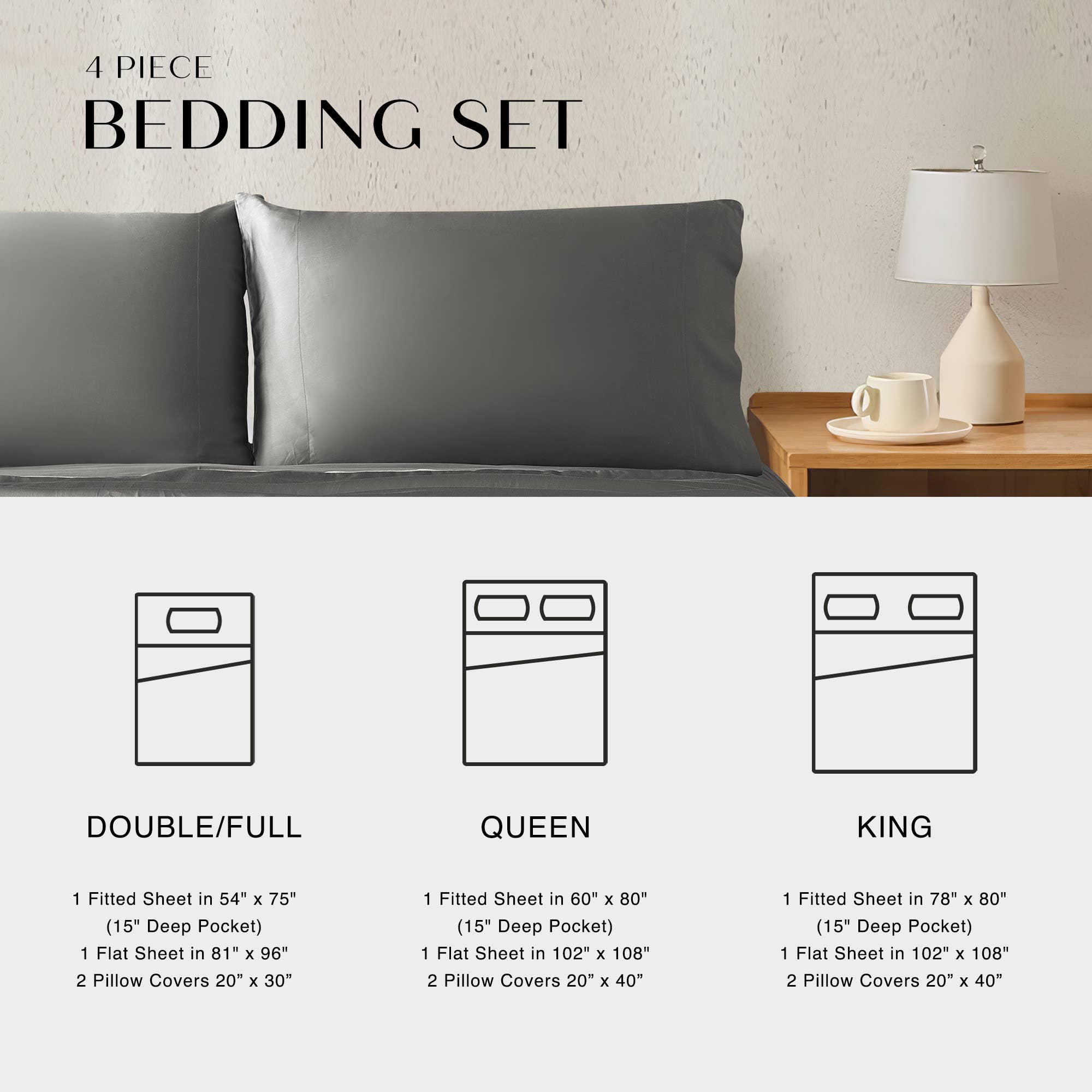 LivingTaste Home Inc - Wholesale Sheet Set - Tencel Bed Sheet 4-Piece Set10