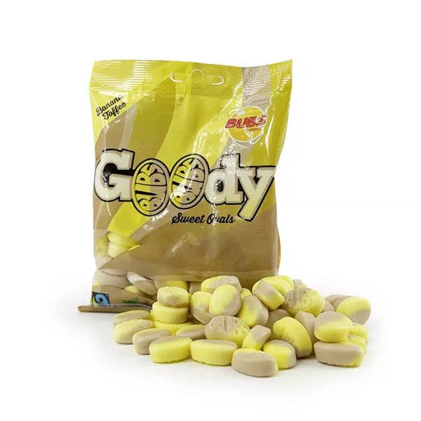 Showcase - Wholesale Gummy - BUBS Godis: Banana Toffee Goody Ovals (3.17oz) Swedish Candy