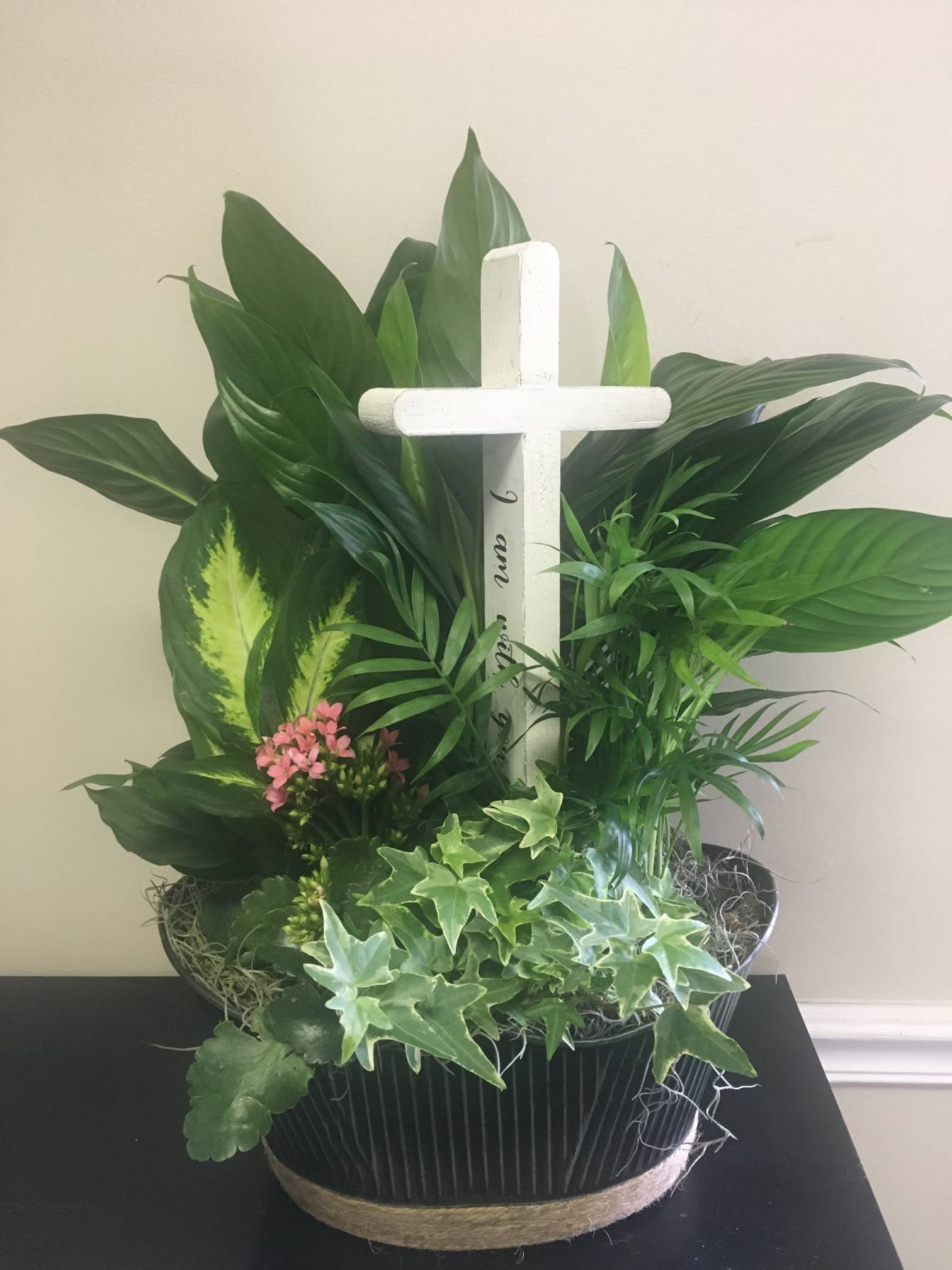 Joshua Jar – wholesale Dekorativt bordsobjekt – Rustik korsdekoration – Välsignad (vit finish)3